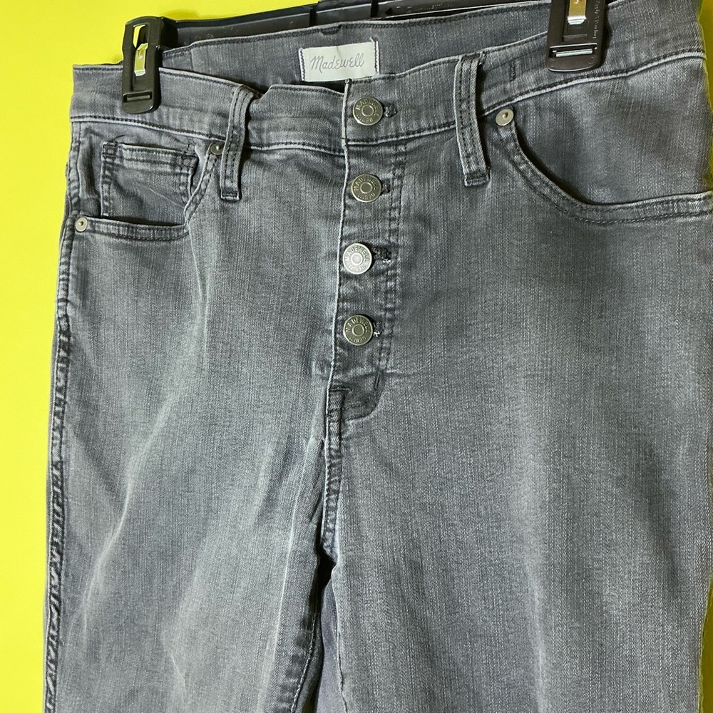 Madewell Soft Black Skinny Jeans with Button Up Front Grunge Biker Emo